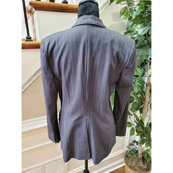 Norma Kamali Gray Polyester Single Breasted Three Buttons Fitted Blazer 12 - Picture 6 of 12